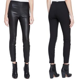 Rag & Bone Lamb Leather Front Skinny Pants, Black